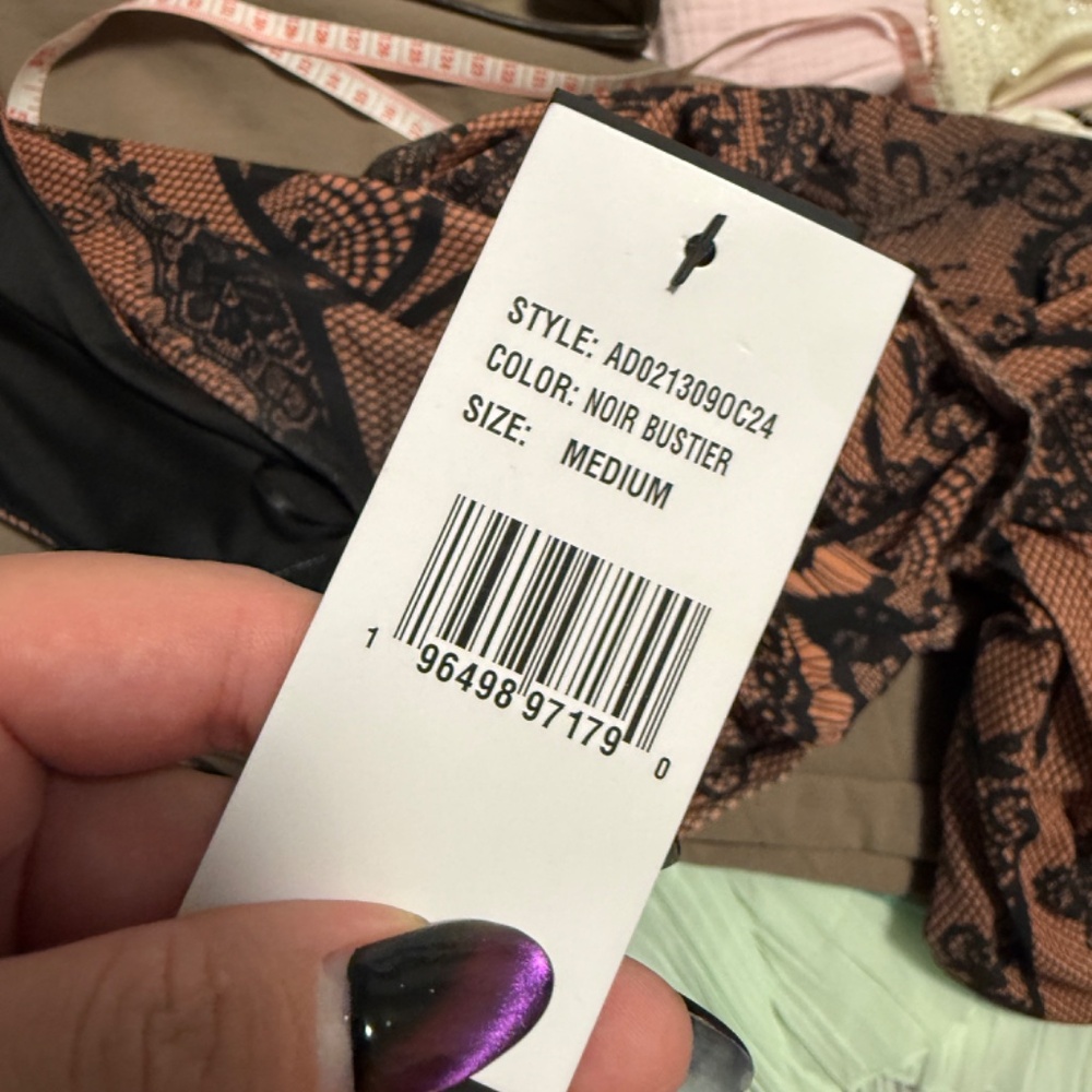 REVOLVE Nude and Black Lace Backless Halter Gown - Picture 4 of 6